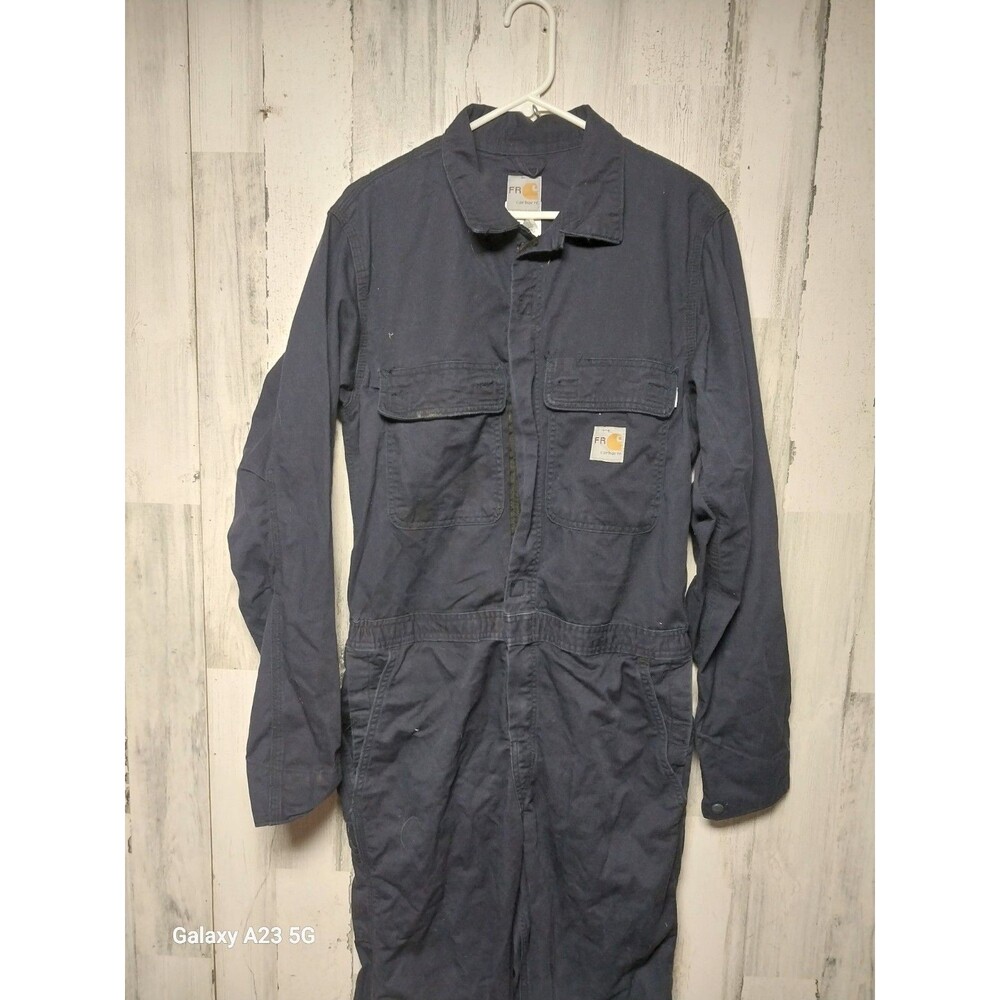 Carhartt FR Coveralls Menβs 38 Tall Navy Bib Workwear Boiler Suit